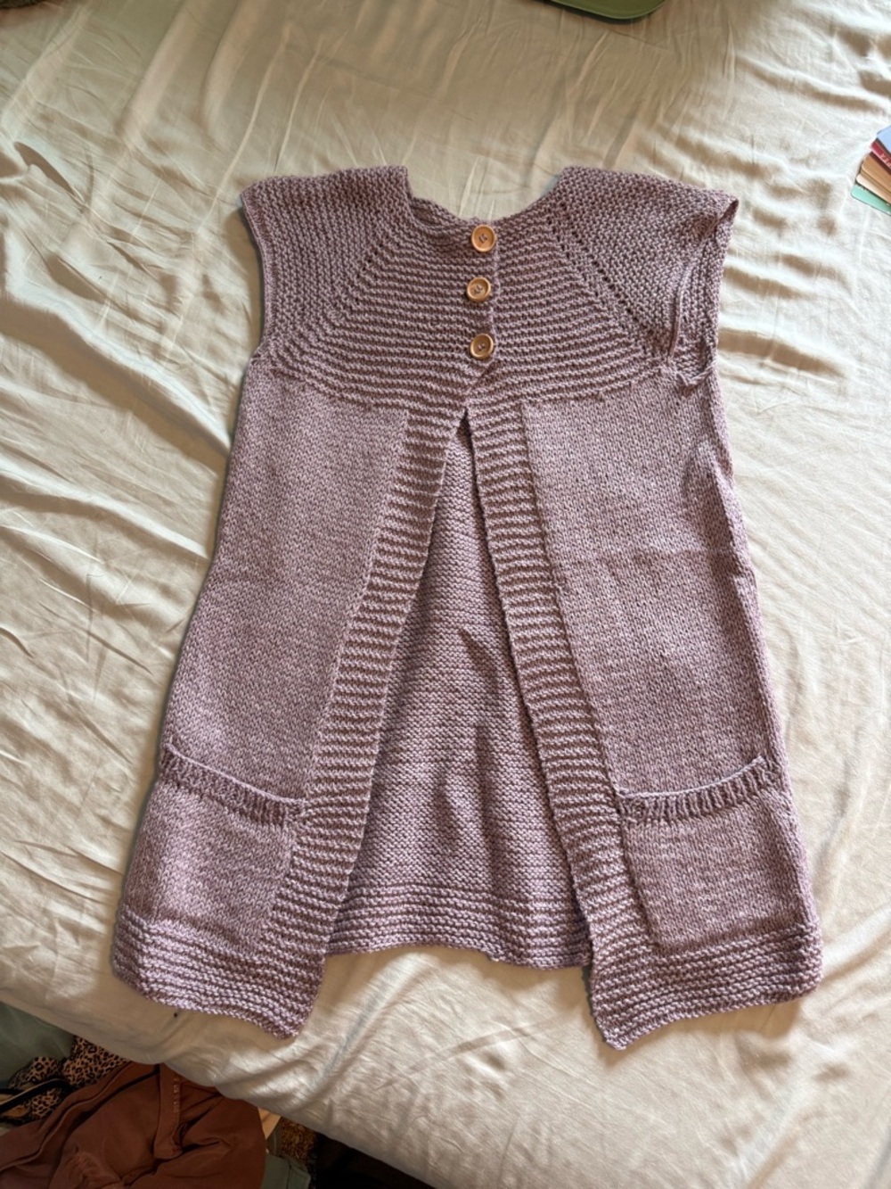Knit Open-Front Women’s Sweater Vest in Dusty Lilac